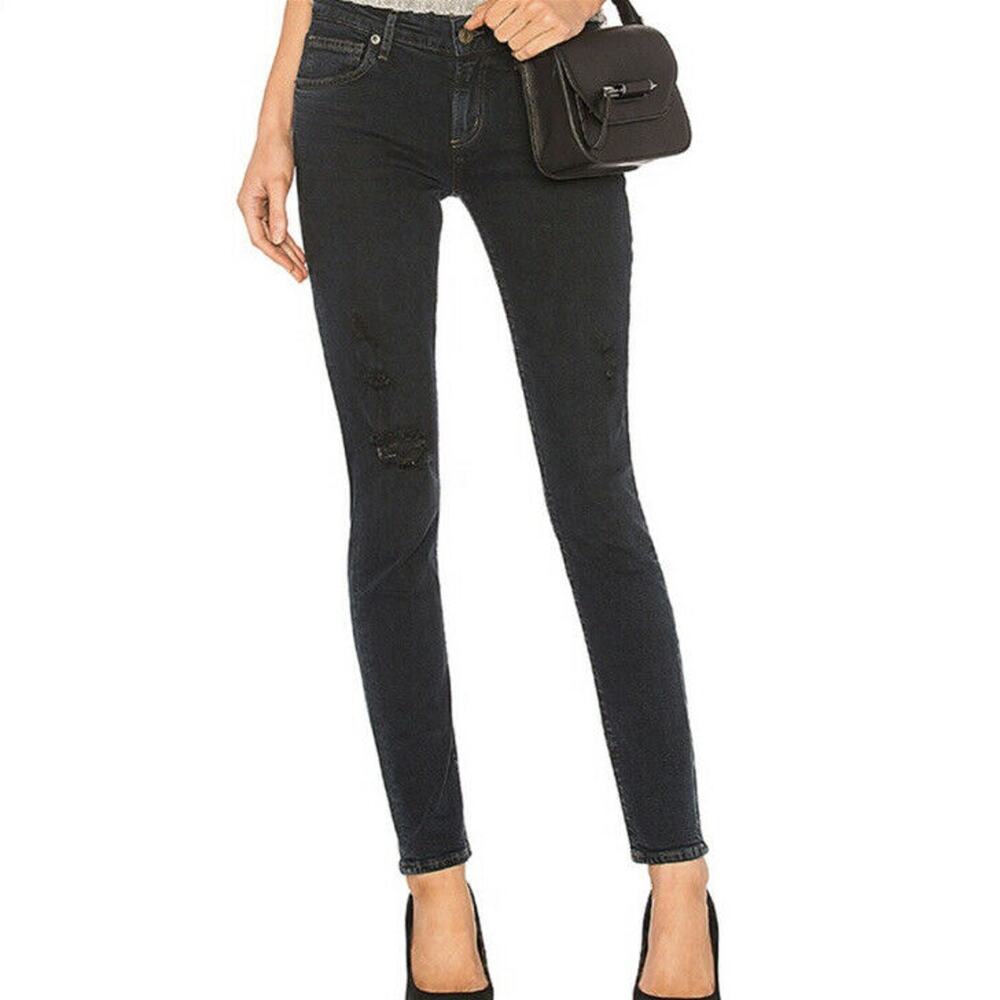 AGOLDE Drifter Dark Wash Stretch Skinny Jeans Distressed Denim Sz 32 NWT Revolve